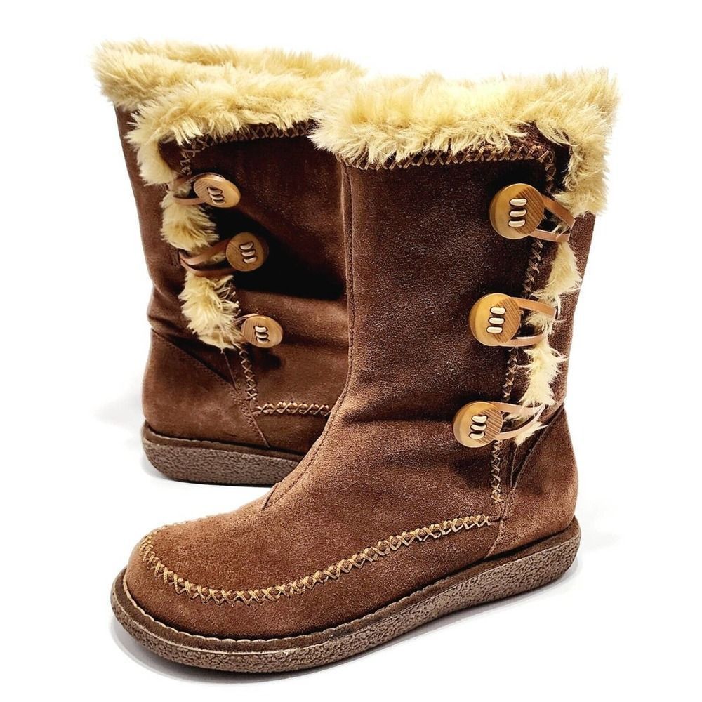 Cozy Faux-Fur Trim Brown Women's Winter Boots
